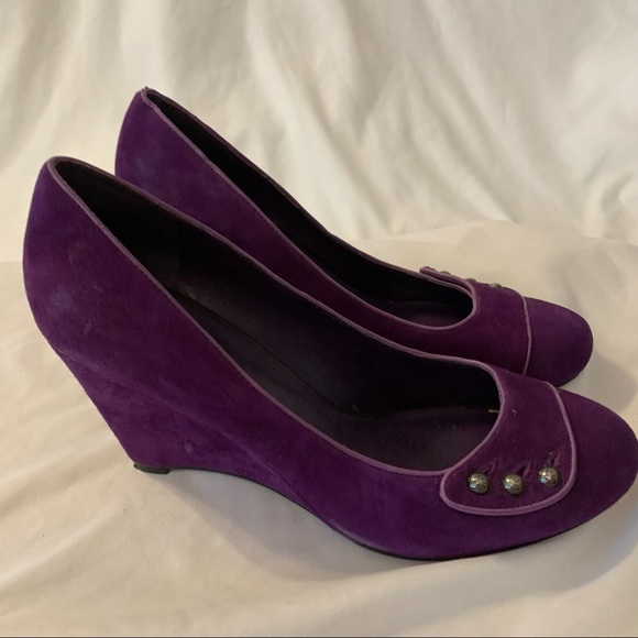 Like New BCBGeneration Rich Purple Mirtos Wedge Heels in Suede - Picture 4 of 6